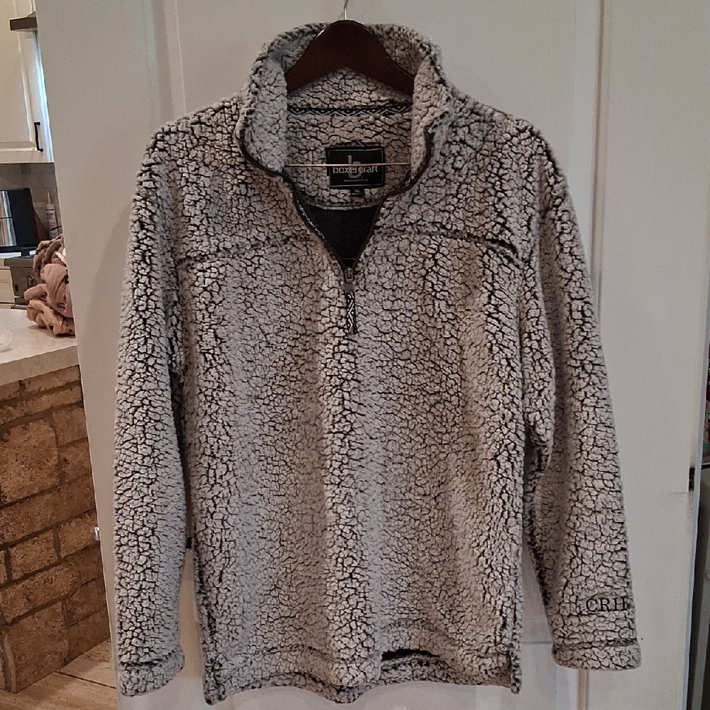 Boxercraft Sherpa Style Half Zip Pullover Outerwear Bkack And White Size XL